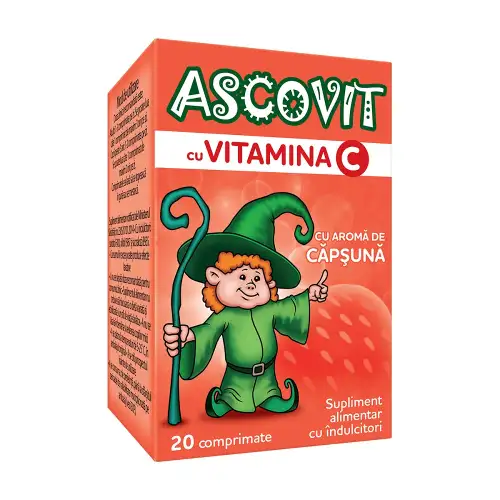 Ascovit cu aroma de capsuni 100 mg, 20 comprimate, Omega Pharma