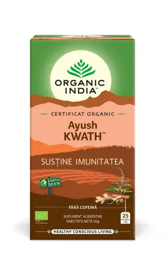Ceai tulsi ayush Kwath Sistem Imunitar, 25 plicuri, Organic India 