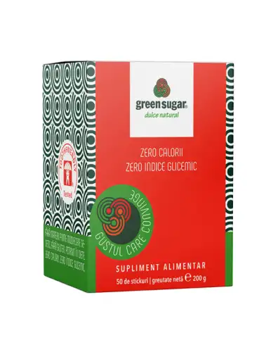 Indulcitor pulbere Green Sugar, 50 sticks, Laboratoarele Remedia
