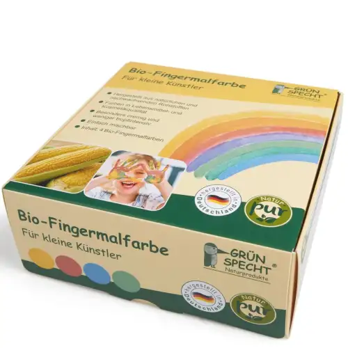 Vopsea organica pentru copii pentru pictat cu palma sau talpa 691-00, 4 culori, Gruenspecht
