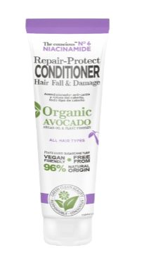 Balsam reparator contra caderii parului cu Niacinamida si Avocado Organic, 225ml, The conscious